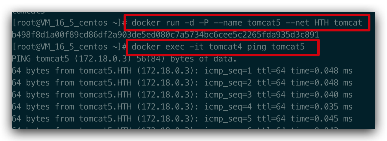 docker exec -it tomcat4 ping tomcat5